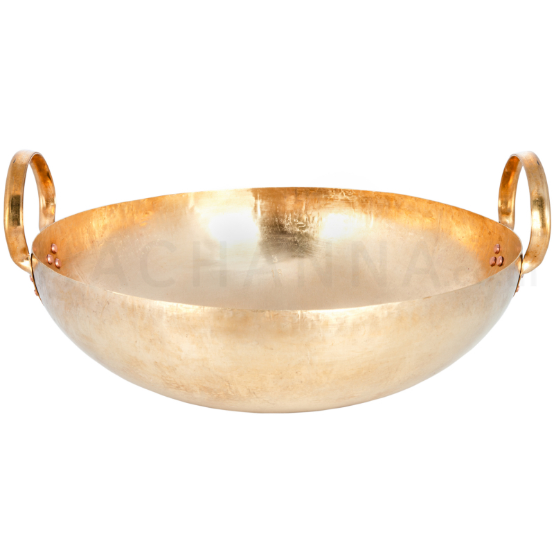 Double Handle Brass Wok