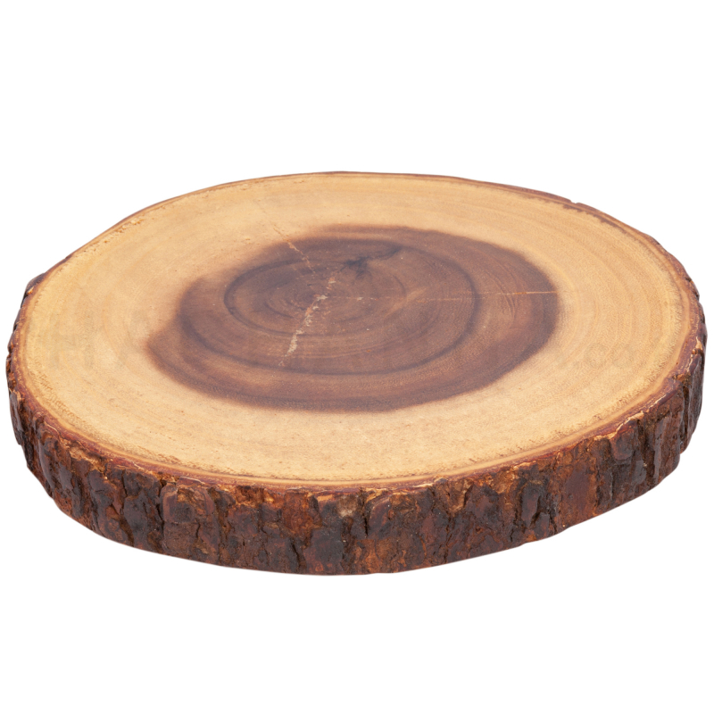 Bark Rimmed Round Wooden Plate