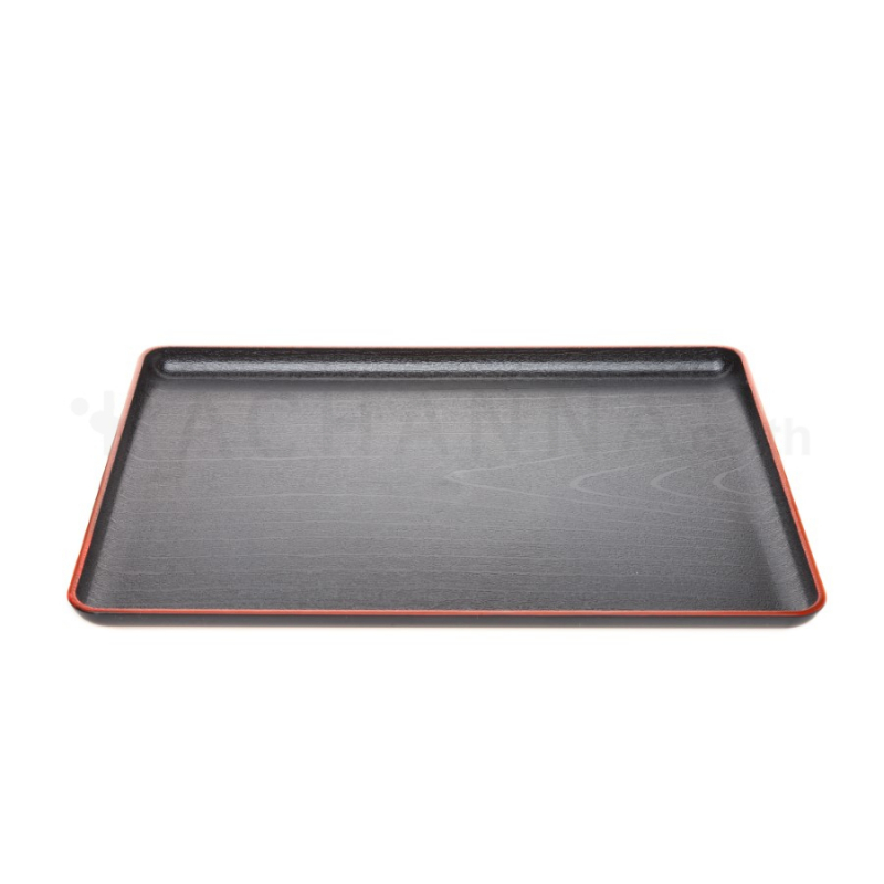 Red Rimmed Rectangle Tray 40x28 cm (Black)