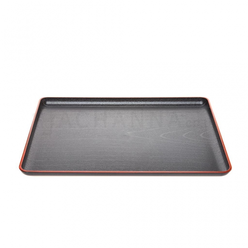 Red Rimmed Rectangle Tray 42.3x33 cm (Black)