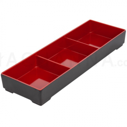 3 Compartment Bento Tray 13.75" (Black-Red)