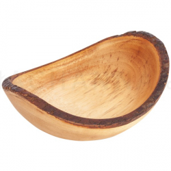 Bark Rimmed Wooden Bowl 6.75x7.8x3"