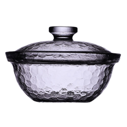 Hammered Glass Bowl with Lid 12 cm