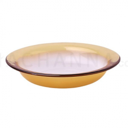 Round White Glass Plate with Brown Rim 20 cm