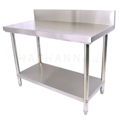 Work Table with Under Shelves and Backsplash 60x140x850+15 cm