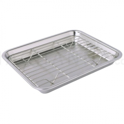 Stainless Tray with Net 26x21x3 cm