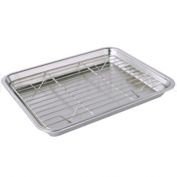 Stainless Tray with Net 29x23x3 cm