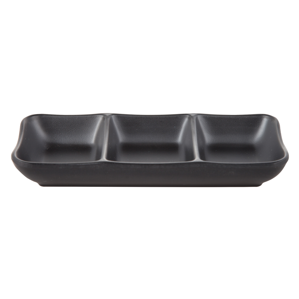 Melamine 3 Compartments Sauce Dish (Zen Series, Black)