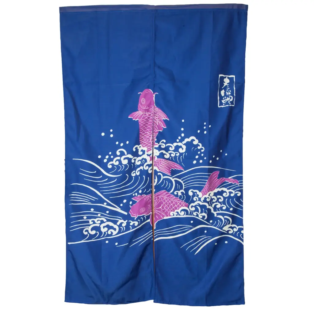 Fish Blue Curtain (Noren) 85x150 cm