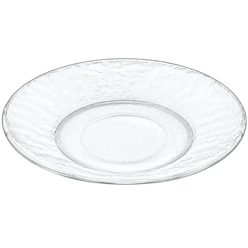 Hammered Round Glass Plate 20 cm