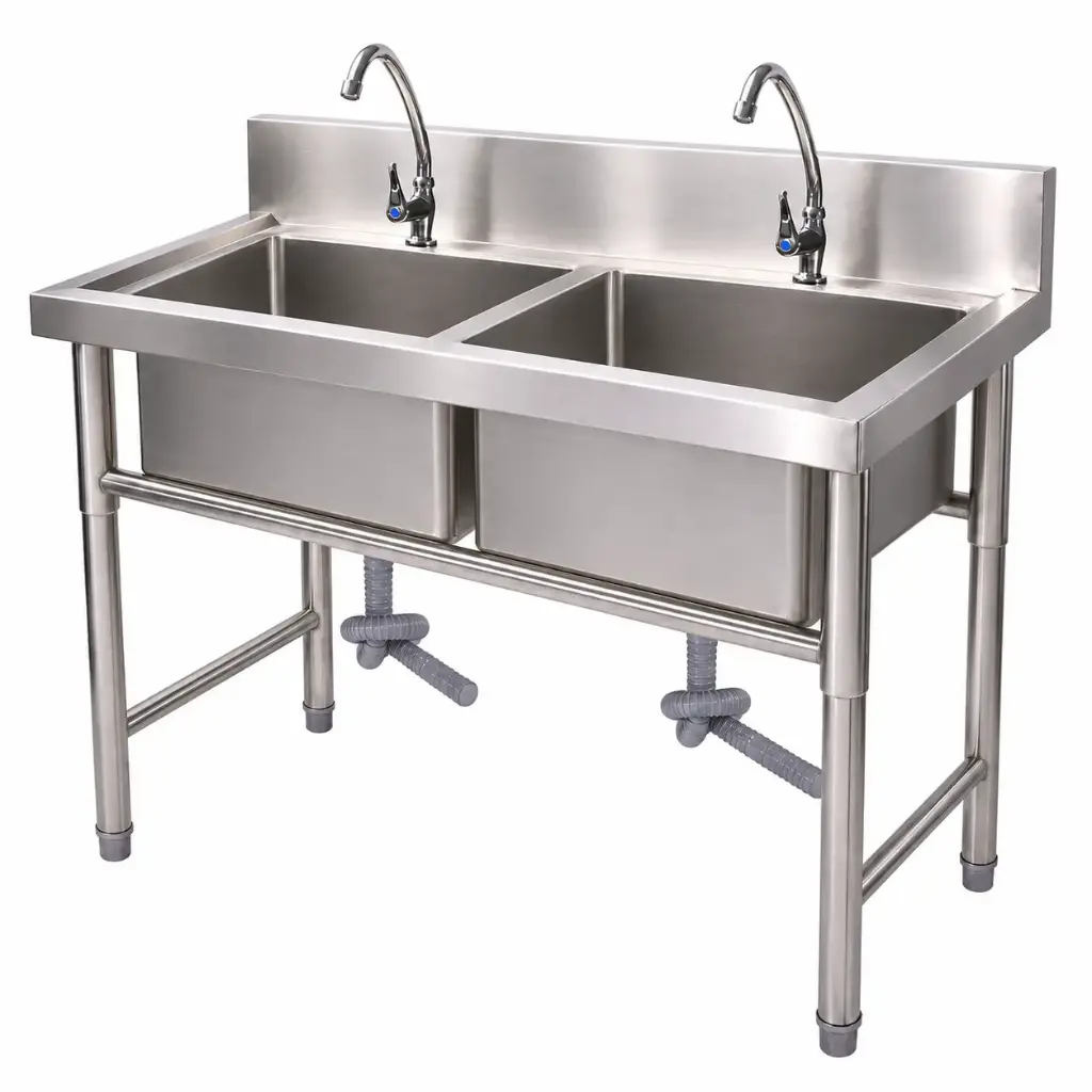 KAIBA Stainless Steel Double Bowl Sink 120x60x85 cm