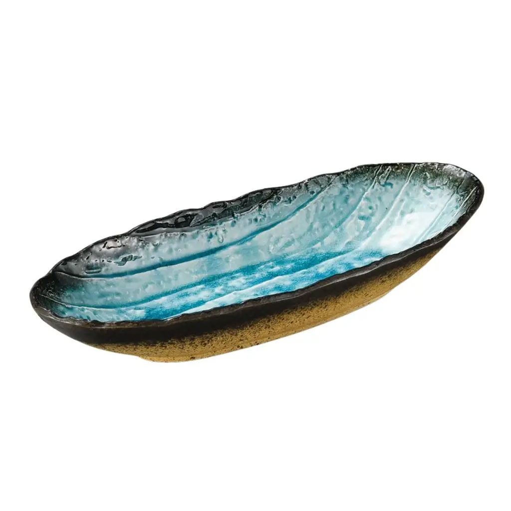 風流石目楕円鉢 11.25"