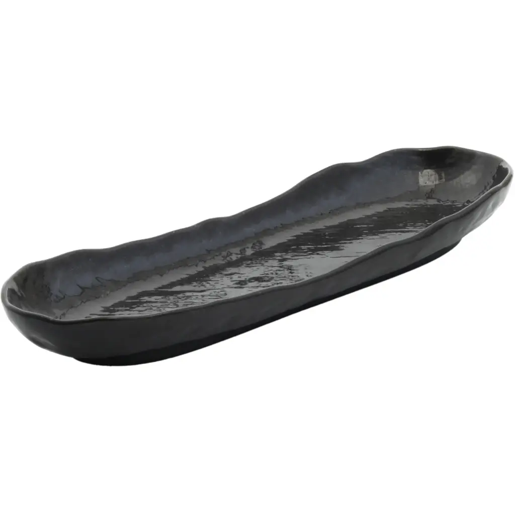 黒マット舟形長皿 12.5" (Limited Stock)