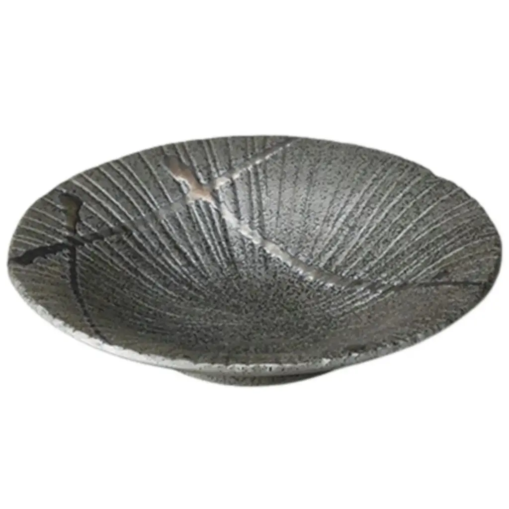 黒金色流し彫十草型多用鉢 7.5"