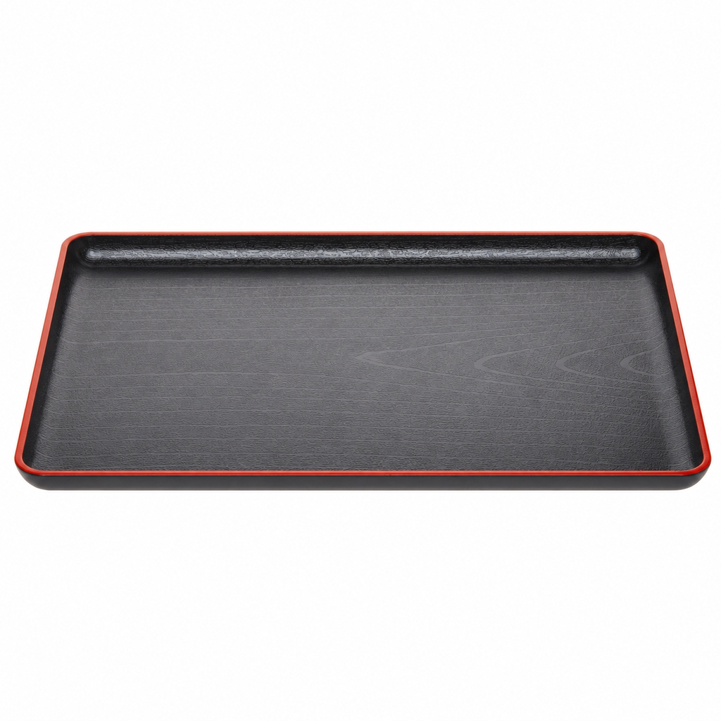 Red Rimmed Rectangle Tray 30x20 cm (Black)