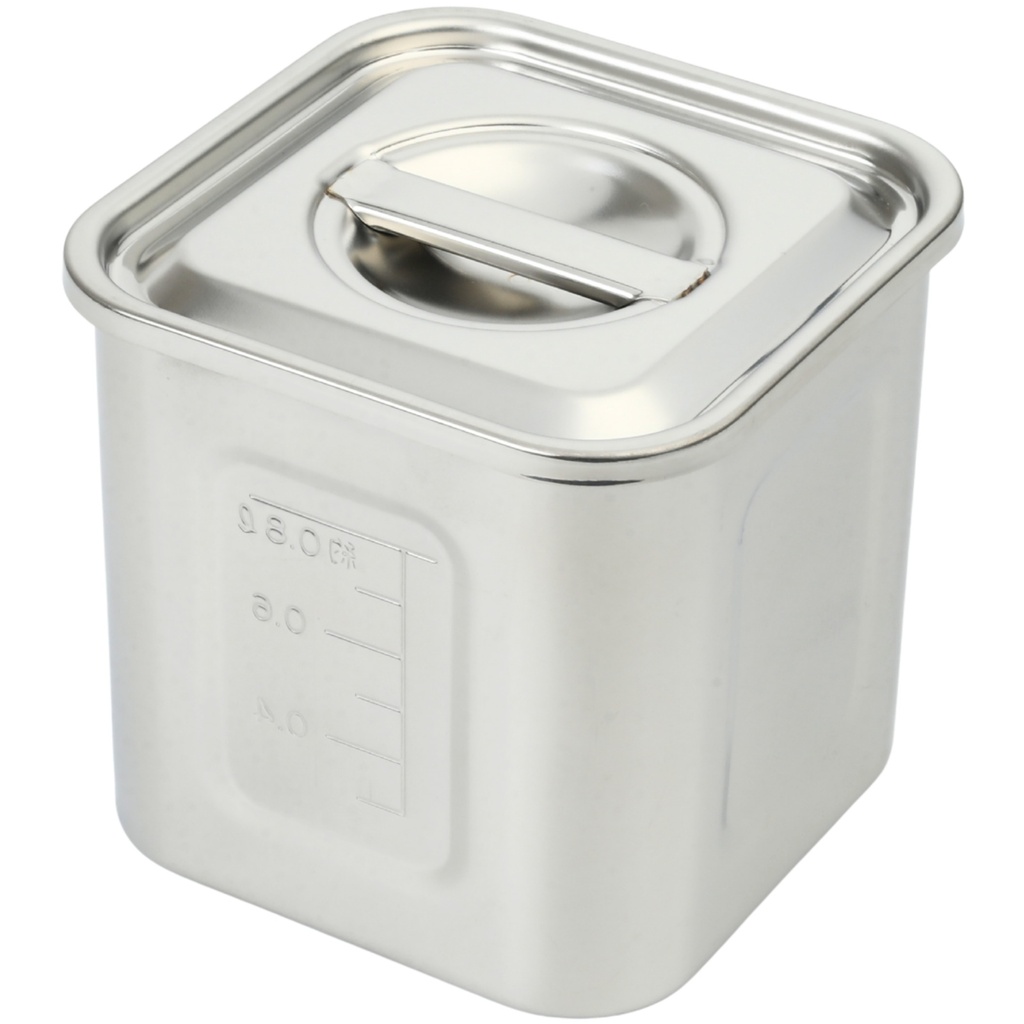 ステンレス 角型ソース入れ 10.5 cm 1100 ml (18-8,目盛付)