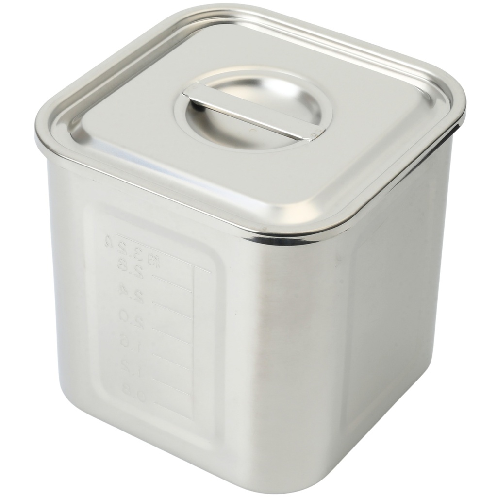 Stainless Steel Square Sauce Pot with Scale 16.5 cm 4200 ml (18-8)