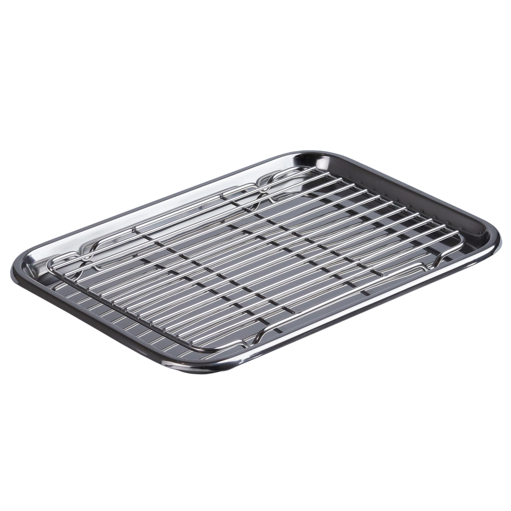 Stainless Steel Shallow Draining Tray with Net Set 11" (18-8)