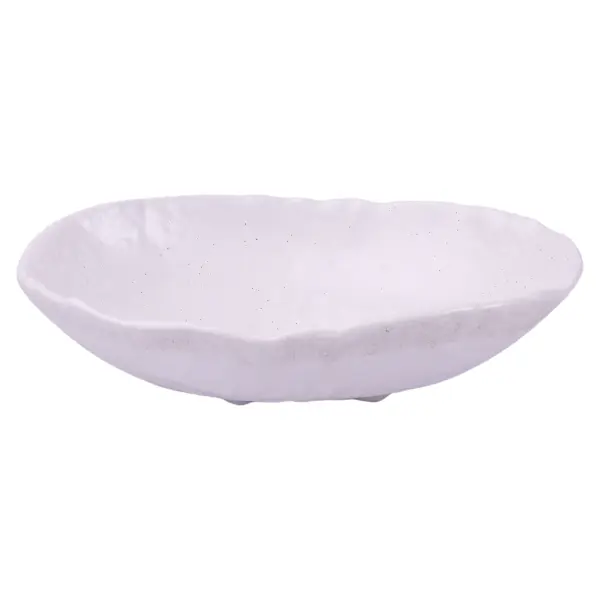 White Glaze Four-legged Oval Bowl 8" (Limited Stock)