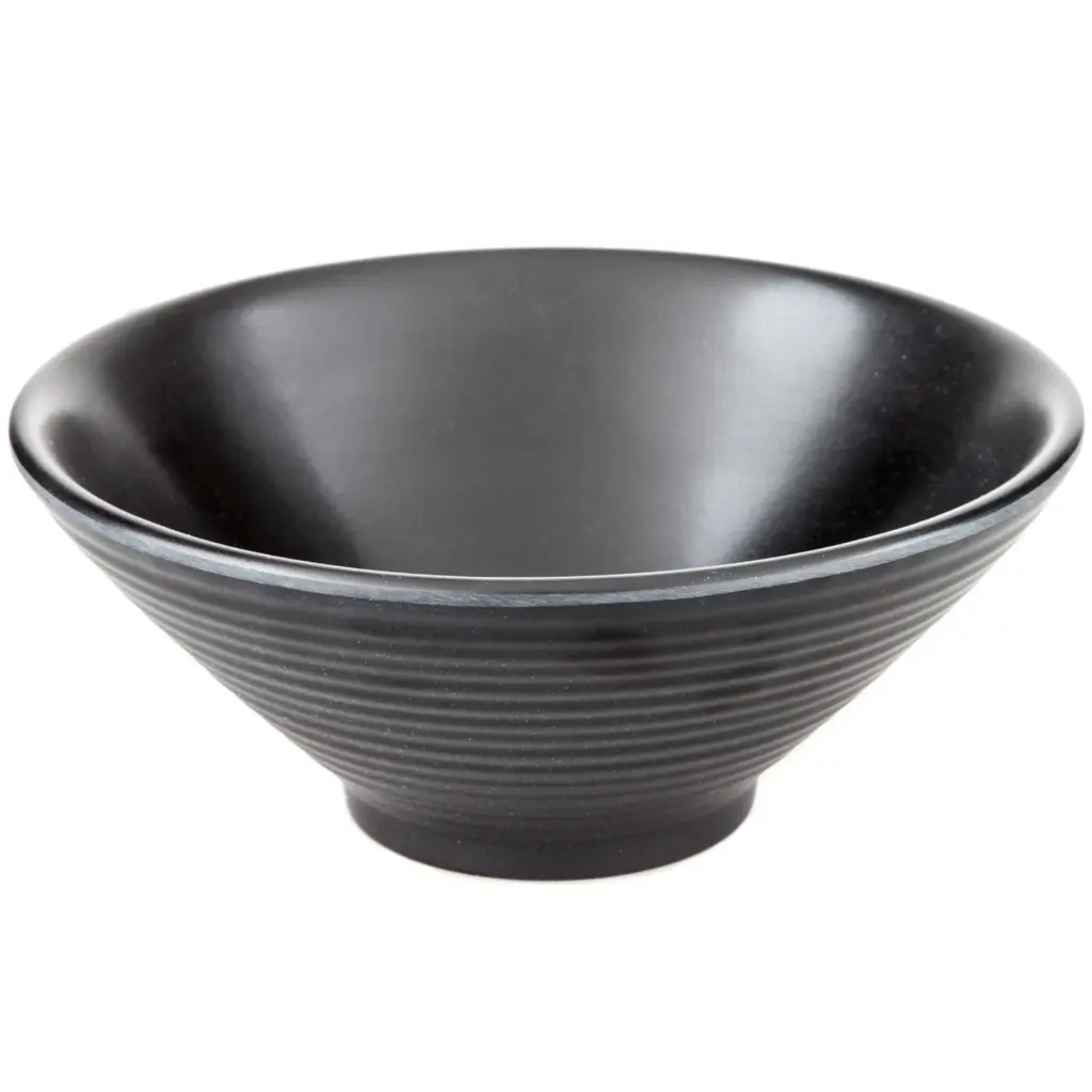 メラミン厚口茶碗 8" (ZEN SERIES, 黒)