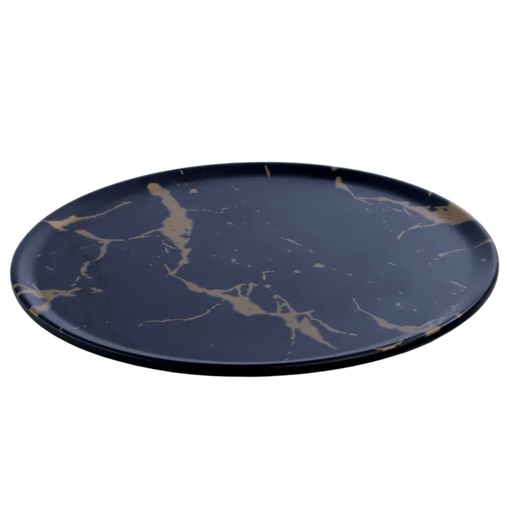 Melamine Round Plate 8.25" (Black Marble, 27-016)