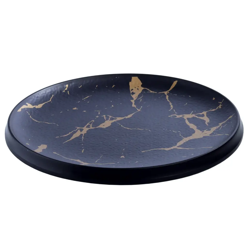Melamine Round Plate 9" (Black Marble, 25-013)