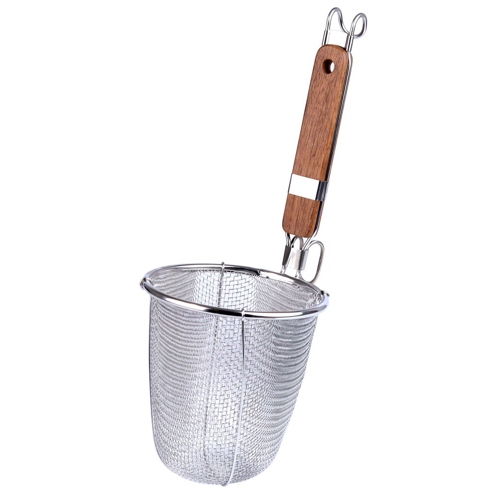 木柄 ラーメン用てぼ 14 cm (18-8)