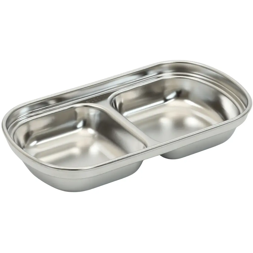 Stainless Steel Square Sauce Dish 2 Compartments (18-8)