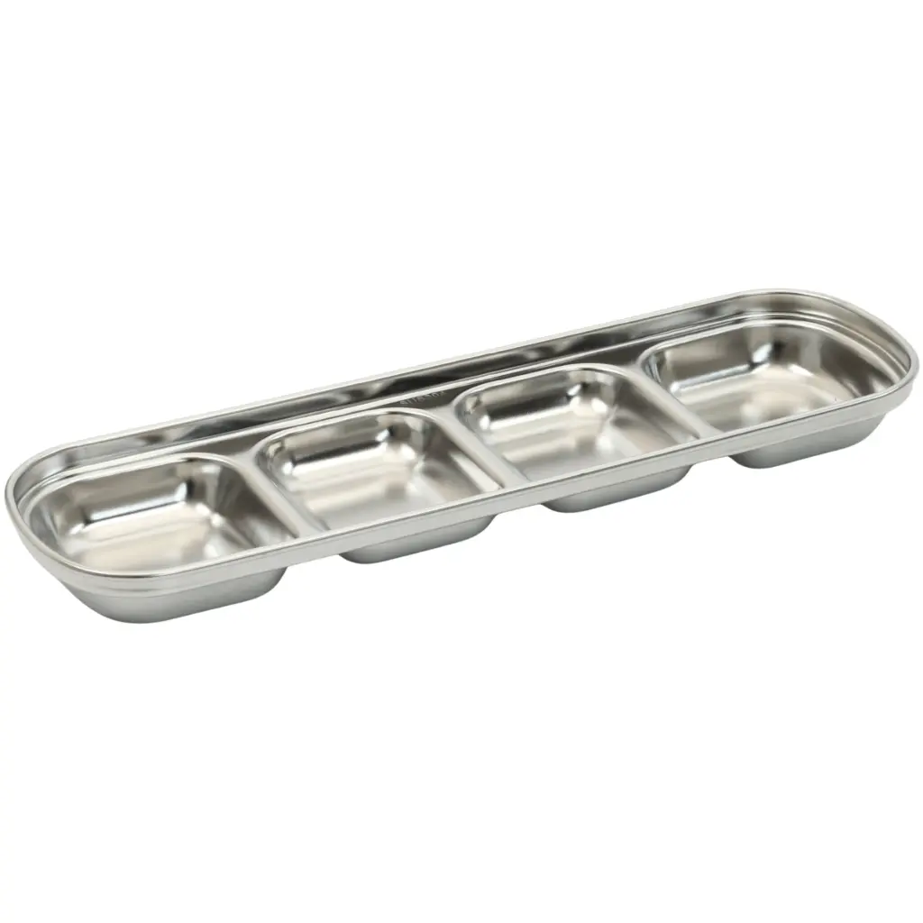Stainless Steel Square Sauce Dish 4 Compartments (18-8)
