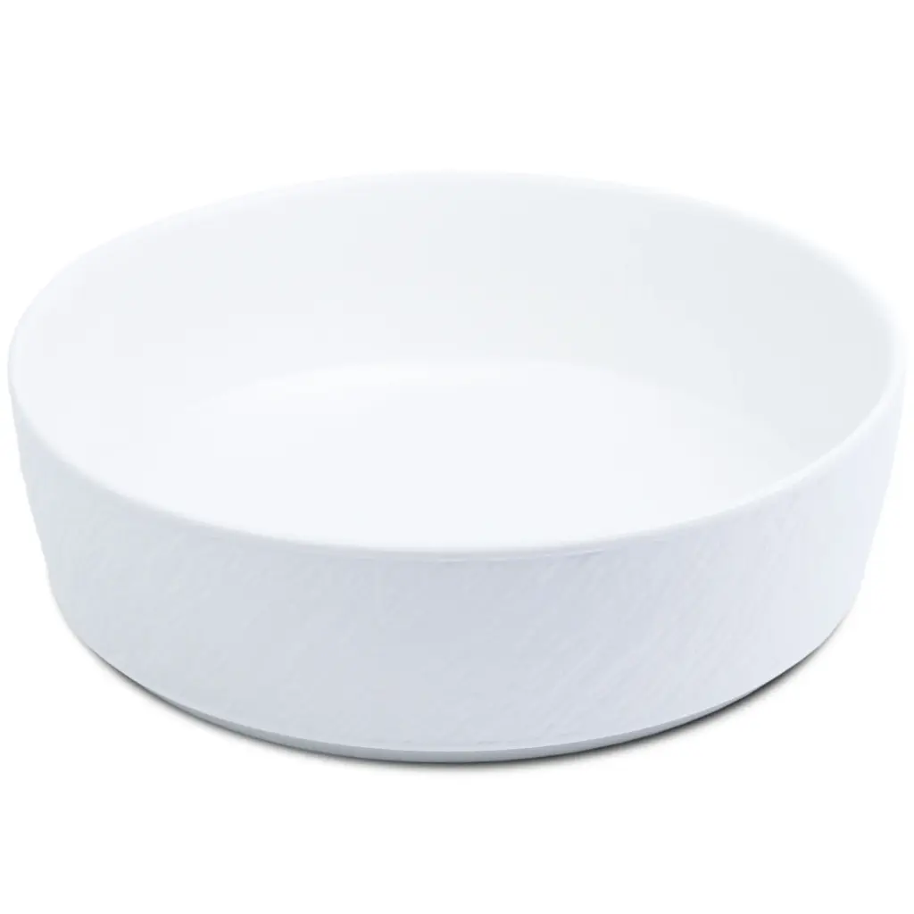 立縁皿 10" (石目, 白)