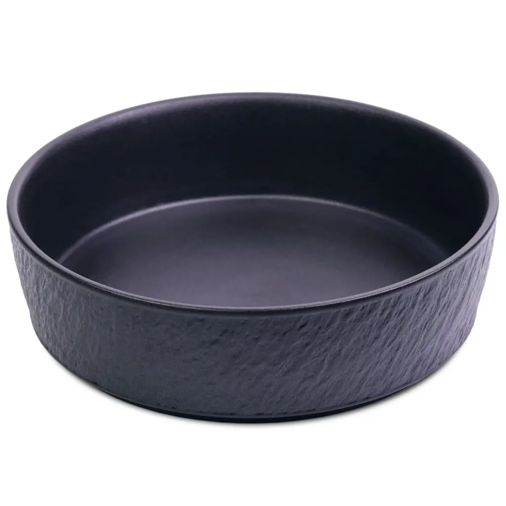 立縁皿 10" (石目, 黒)