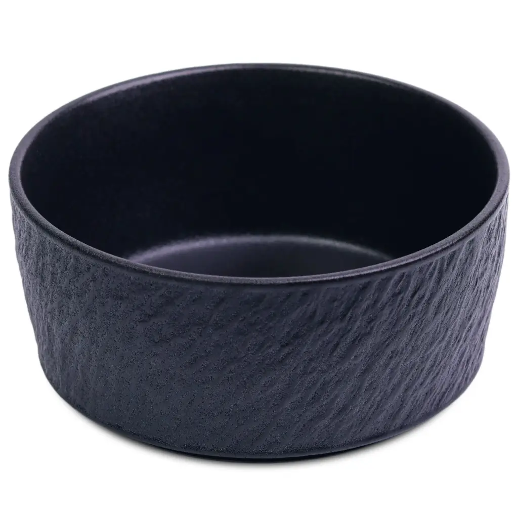 立縁皿 6" (石目, 黒)