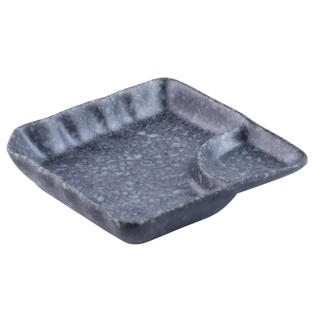 メラミン角餃子皿 6.75" (Black Marble)