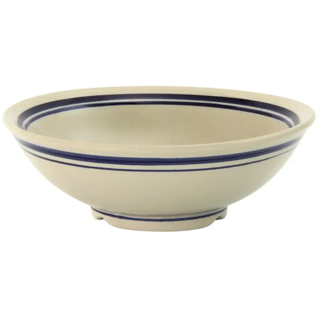 Flared-Rim Bowl 6.25" (Blue Rim Line, Eggshell)