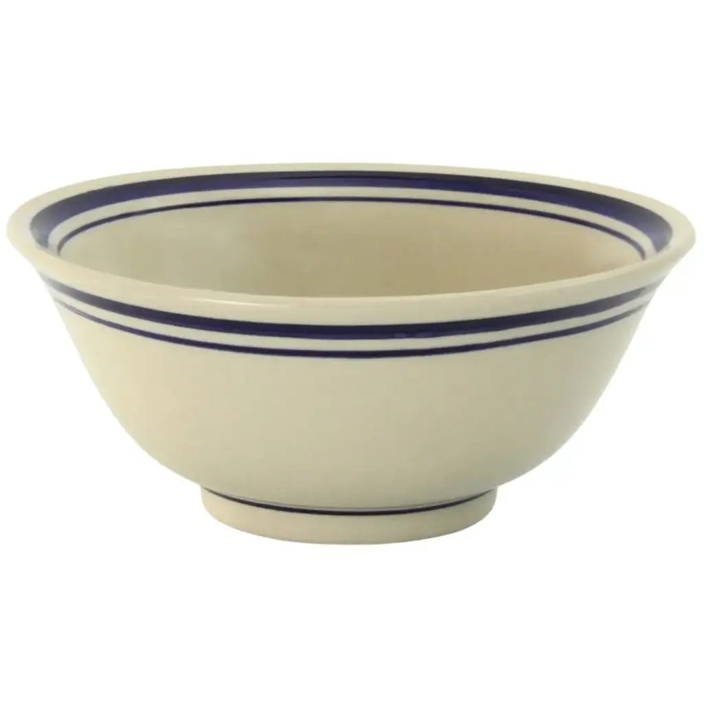 Bell-Shaped Bowl 6" (Blue Rim Line, Eggshell)