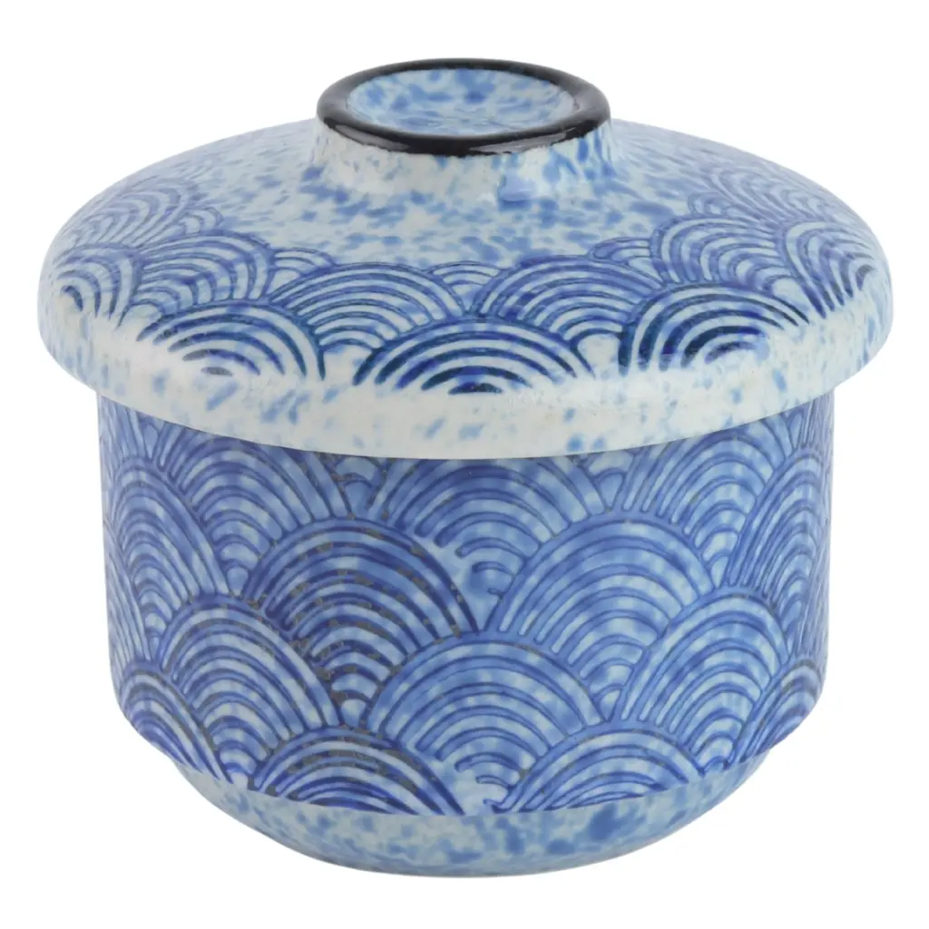 茶碗蒸し碗セット (青波紋)