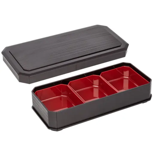 [SET0037] 3 Compartment Bento Box 11.25" (Brown-Red)