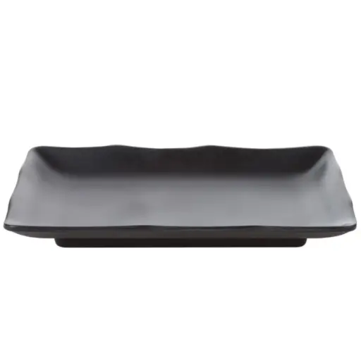 [MLM0089] メラミン揚物角皿 8" (ZEN SERIES, 黒)