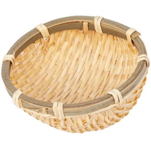 [WOD0074] Bamboo Deep Round Colander 10x5 cm