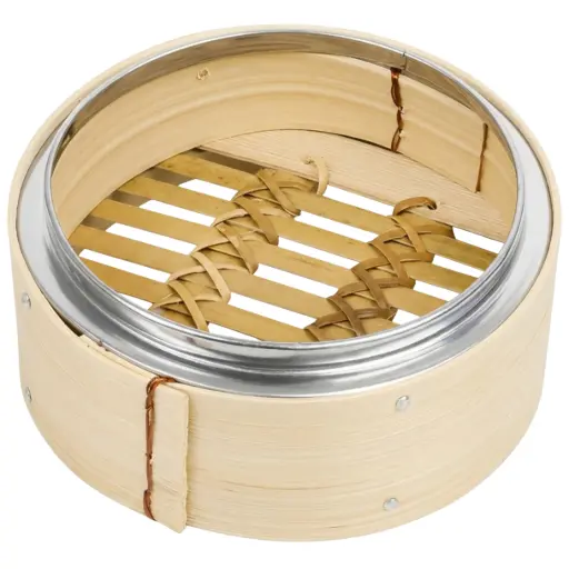 [BSB0004] Bamboo Steamer Base 5" (Stainless Rim)