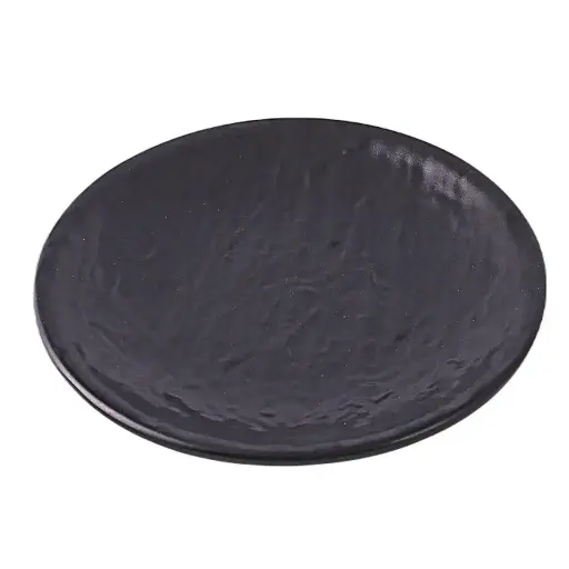 [MLM0203] Melamine Round Plate 8" (Rock Pattern, Black)