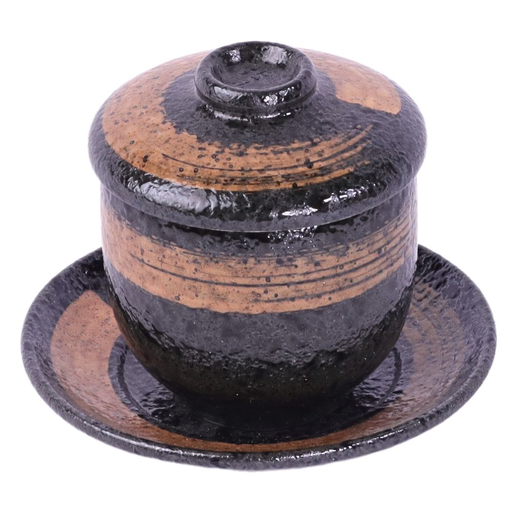 [CRM0835] 蒸し椀 120 ml (黒丸)