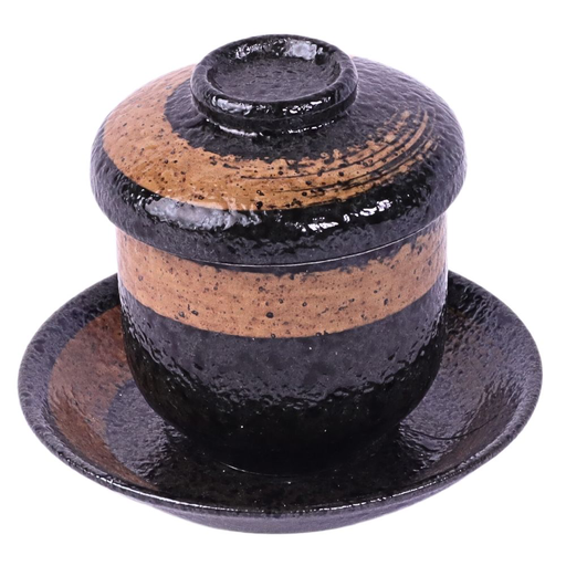 [CRM0839] 蒸し椀 150 ml (黒丸)