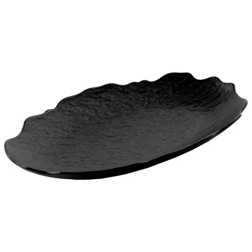 [CRM0931] Oval Plate with Wavy Edge 10.5" (Black Stone)