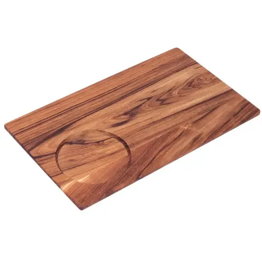 [WOD0090] Teak Wood Tray with Cup Holder 15x25 cm