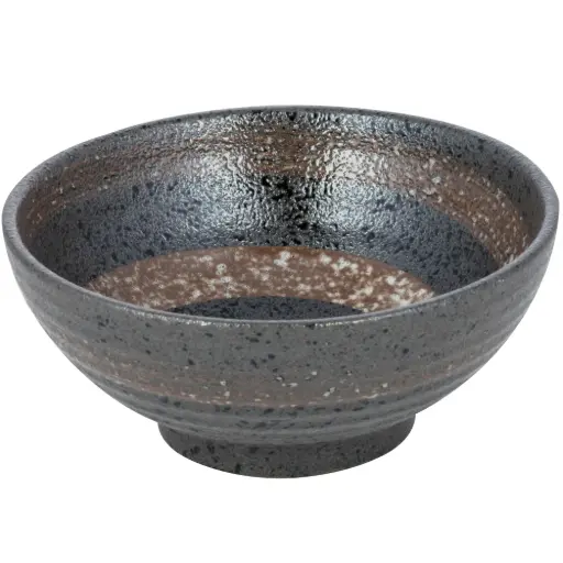 [CRM0546] 麺鉢 6.5" (黒丸)