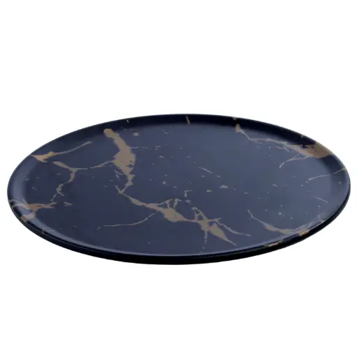 [MLM0227] メラミン丸皿 8.25" (Black Marble, 27-016)
