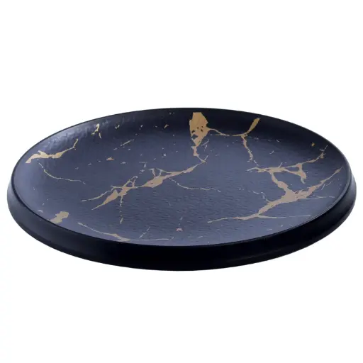 [MLM0208] Melamine Round Plate 9" (Black Marble, 25-013)