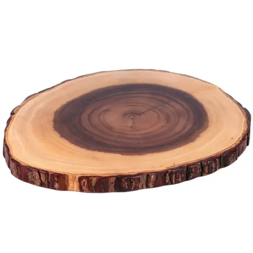 [WOD0085] 皮付き丸木皿 13"