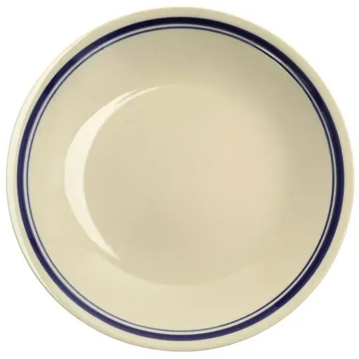 [CRM1164] Round Plate 7" (Blue Rim Line, Eggshell)